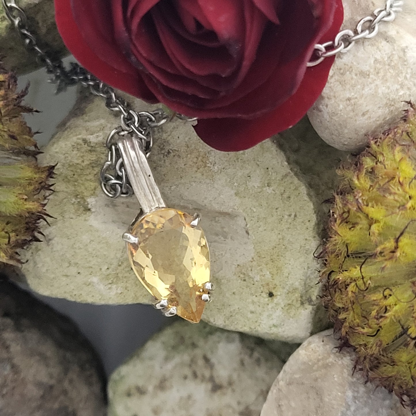 Pendentif argent et citrine