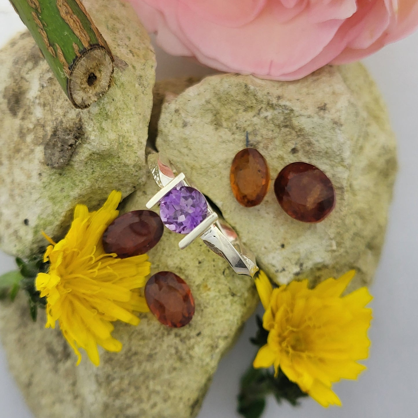 Bague argent et améthyste ronde 6.1mm