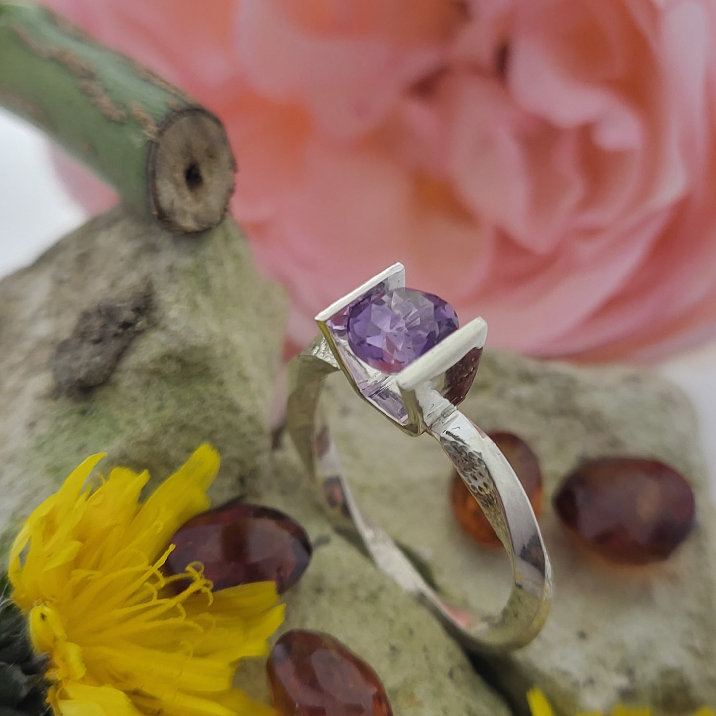 Bague argent et améthyste ronde 6.1mm