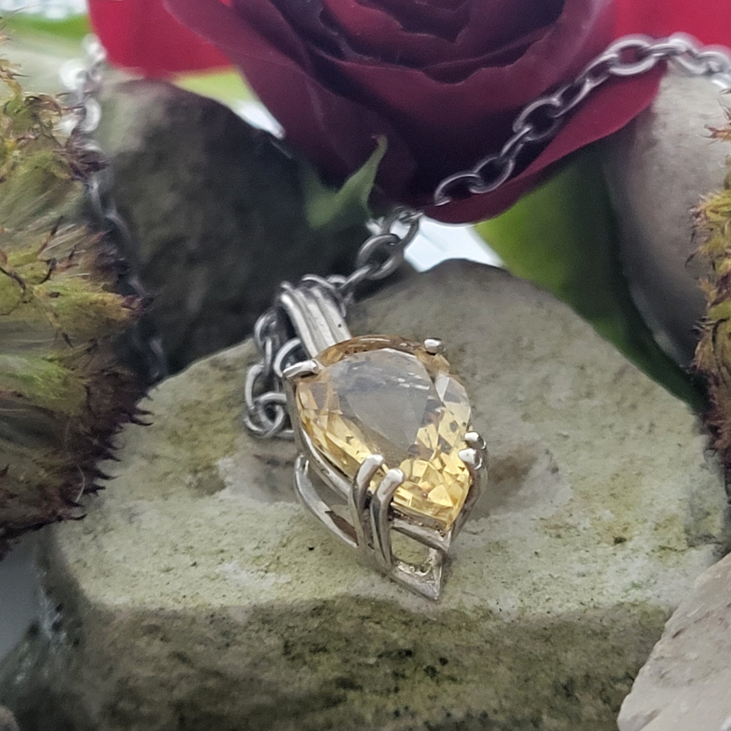 Pendentif argent et citrine